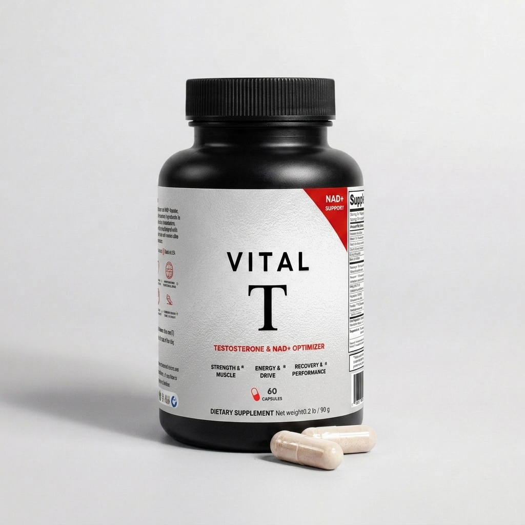 VITAL T Testosterone and NAD+ Optimizer supplement bottle